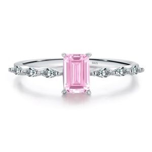 Solid Sterling Silver 925 Pink Ring